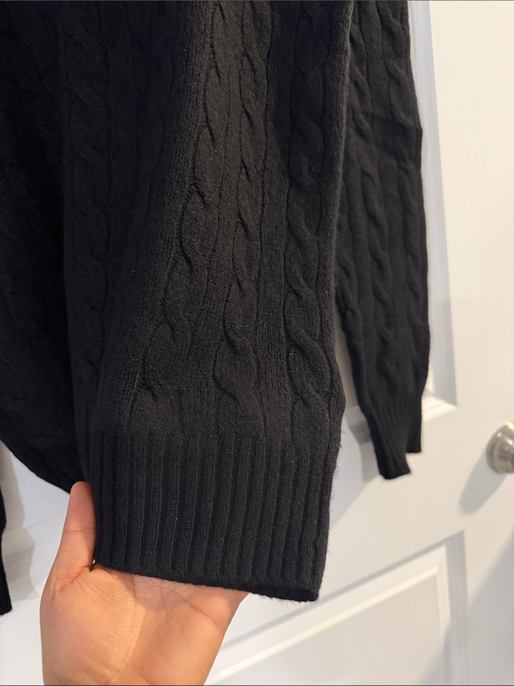 Polo Ralph Lauren Black Cable-Knit Crewneck Wool Cashmere Sweater - #289 - Picture 7 of 8